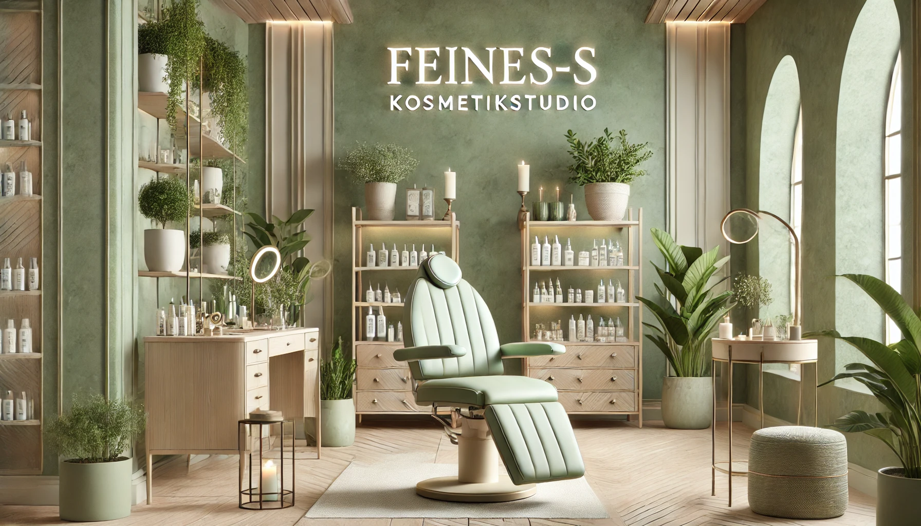 Einfach schön in Feldkirch: Modernes Beauty-Studio mit grünem Interieur und beruhigender Atmosphäre.